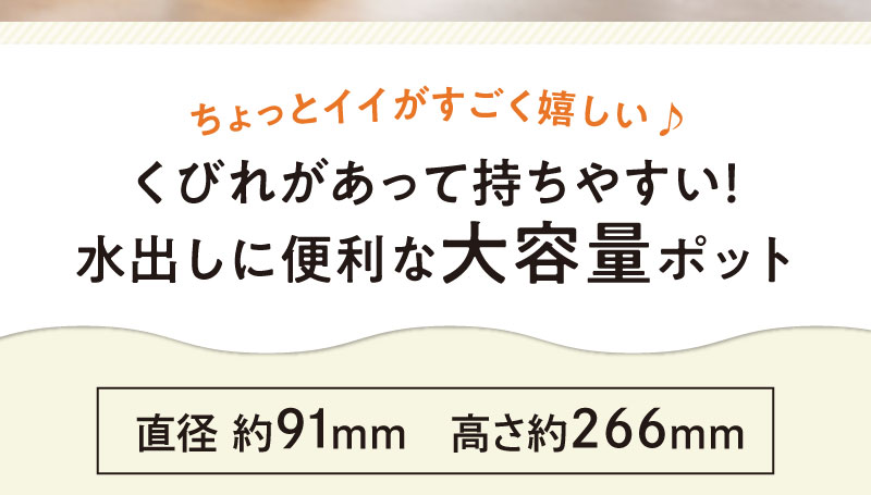くびれがあって持ちやすい！水出しに便利な大容量ポット