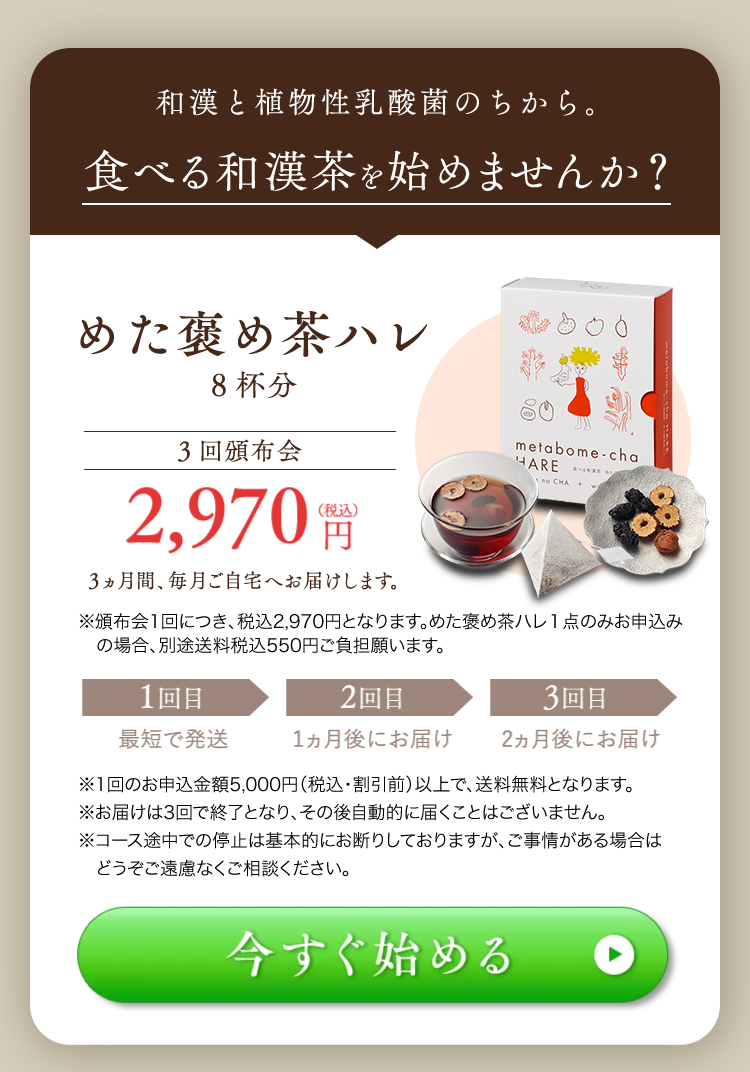 和漢と植物性乳酸菌のちから。食べる和漢茶をはじめませんか？