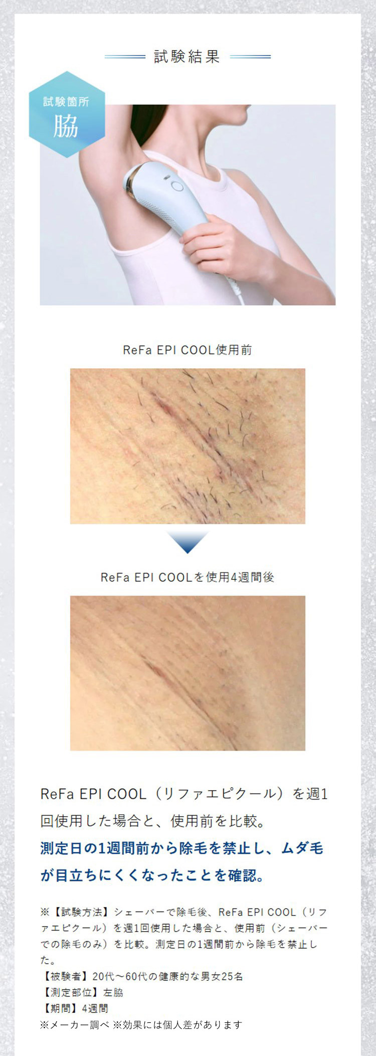 ReFa EPI COOL　使用前後の比較試験（脇）