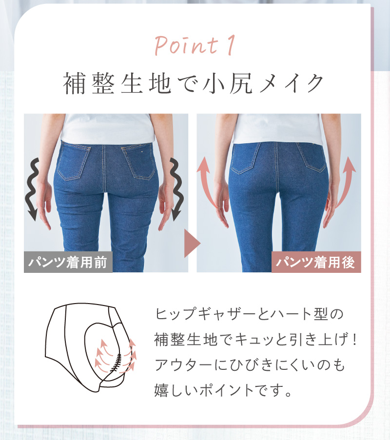 サラリシアースタイルフィットパンツ 補整生地で小尻メイクの説明と着用前後