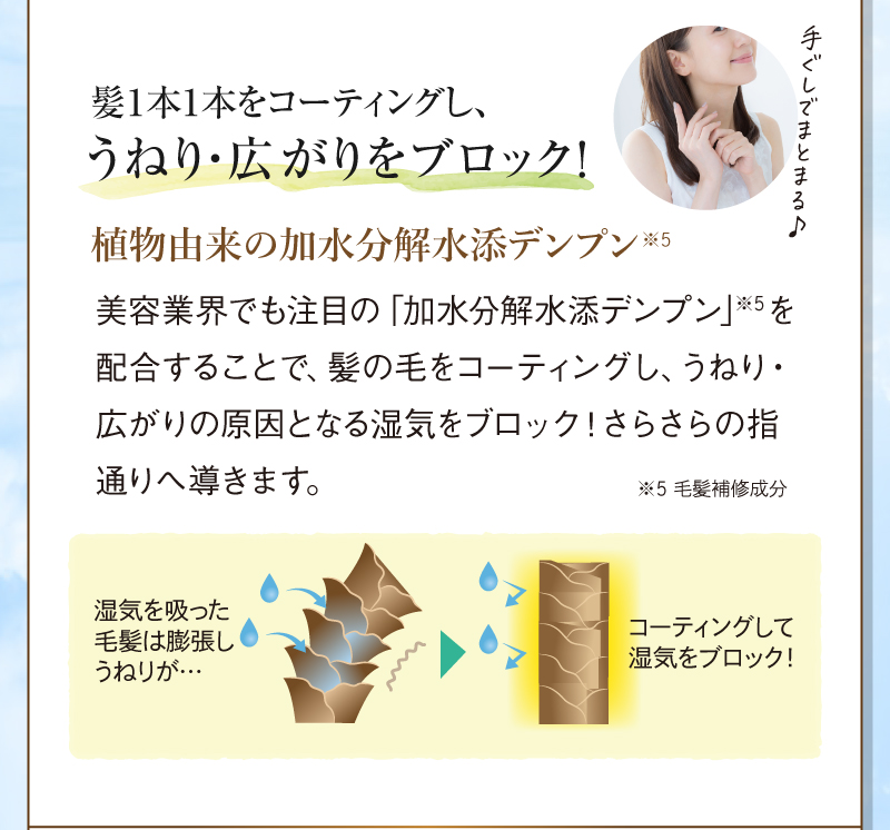 hugm リフレッシュシャンプー 髪1本1本をコーティングし、うねり・広がりをブロック！