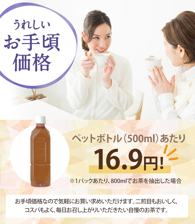 こだわりポイント04 うれしいお手頃価格 ペットボトル500ml当たり16.9円!