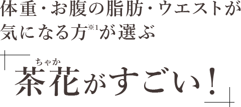 体重・お腹の脂肪・ウエストが気になる方※1が選ぶ「茶花がすごい！」