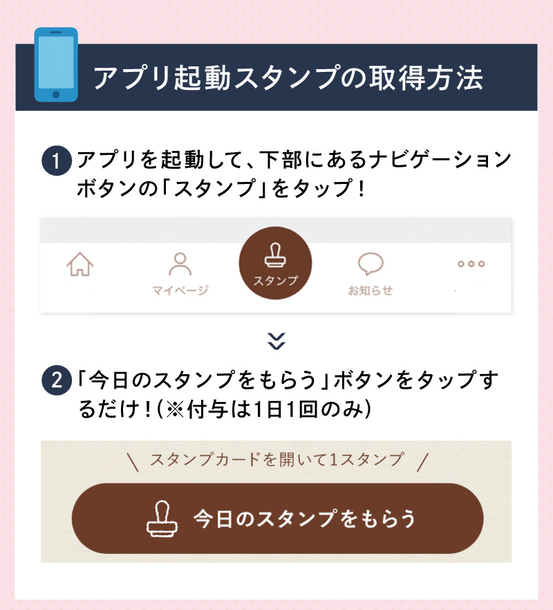 アプリ起動スタンプの取得方法