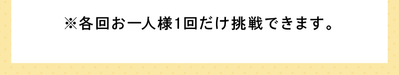 各回お一人様1回だけ挑戦できます。