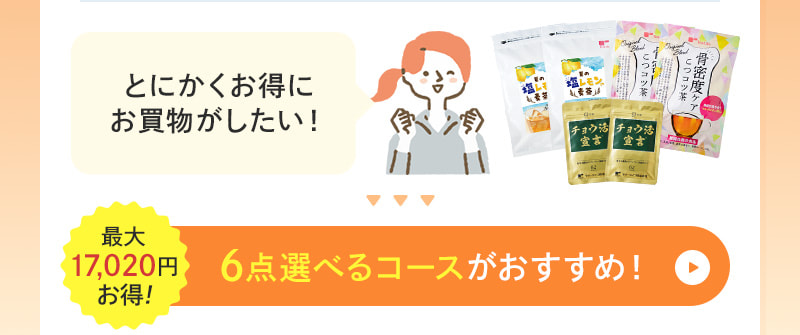 お気に入りの商品をたくさん買いたい！そんな方には、6点選べるコースがおすすめ！