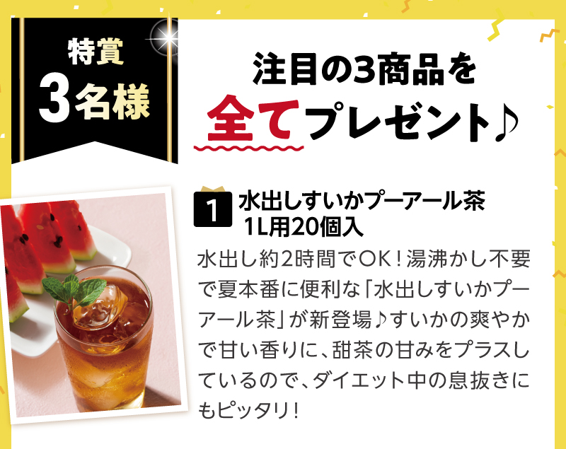 【特賞】水出しすいかプーアール茶　１L用２０個入
