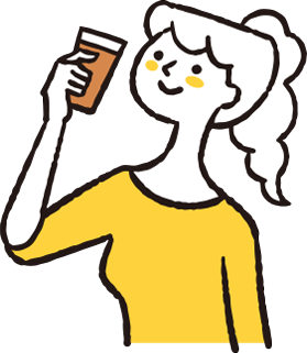 お茶を飲む女性のイラスト