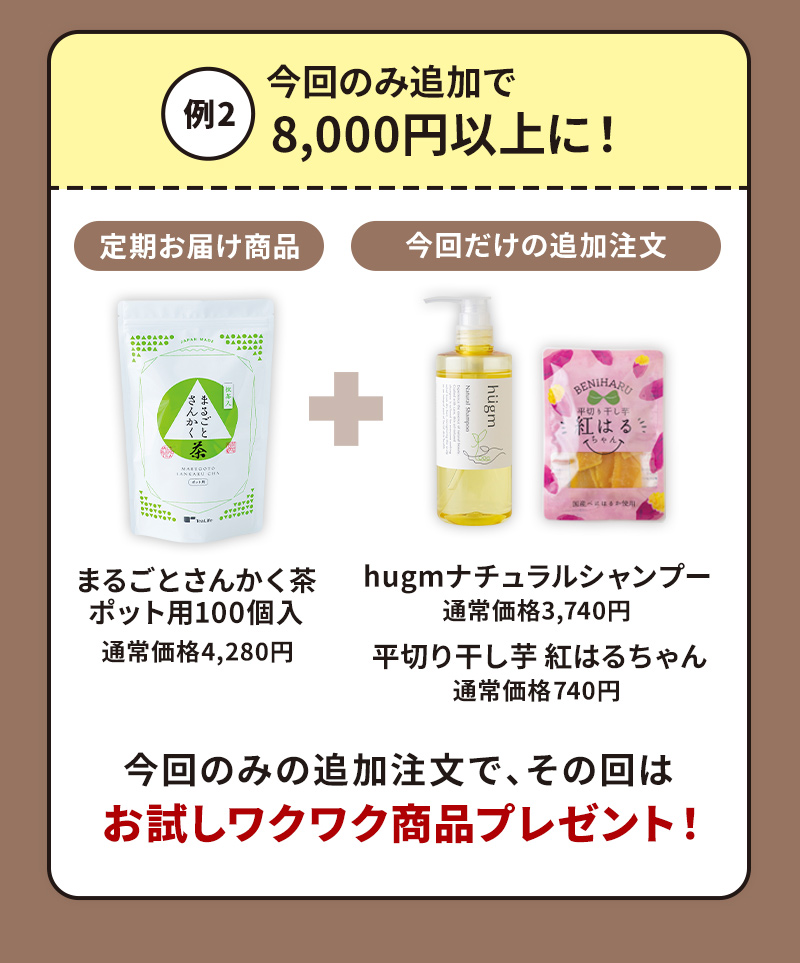 【例2】今回のみ追加で8,000円以上に！